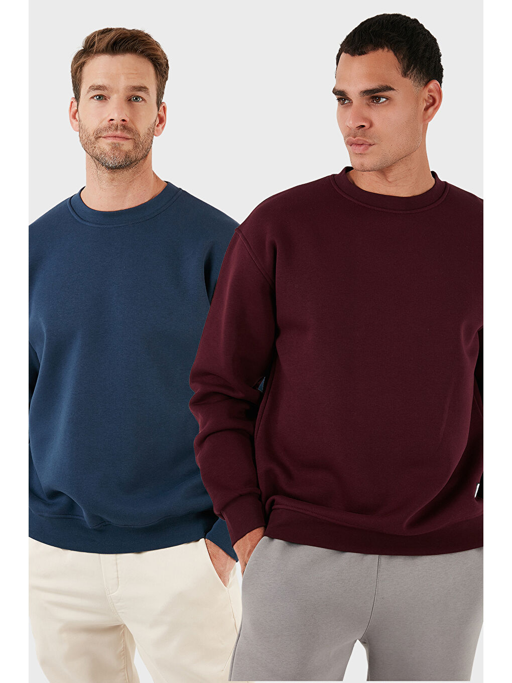 Kırmızı Regular Fit Bisiklet Yaka Şardonlu 2'li Paket Sweat 5905255S2