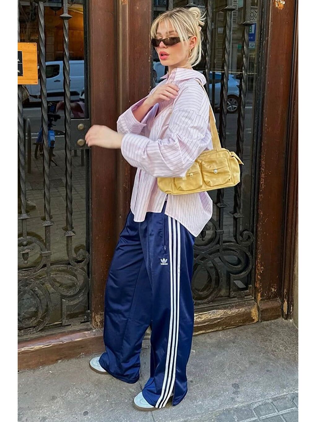 Pembe Çizgili Oversize Kadın Gömlek Mg2732-5