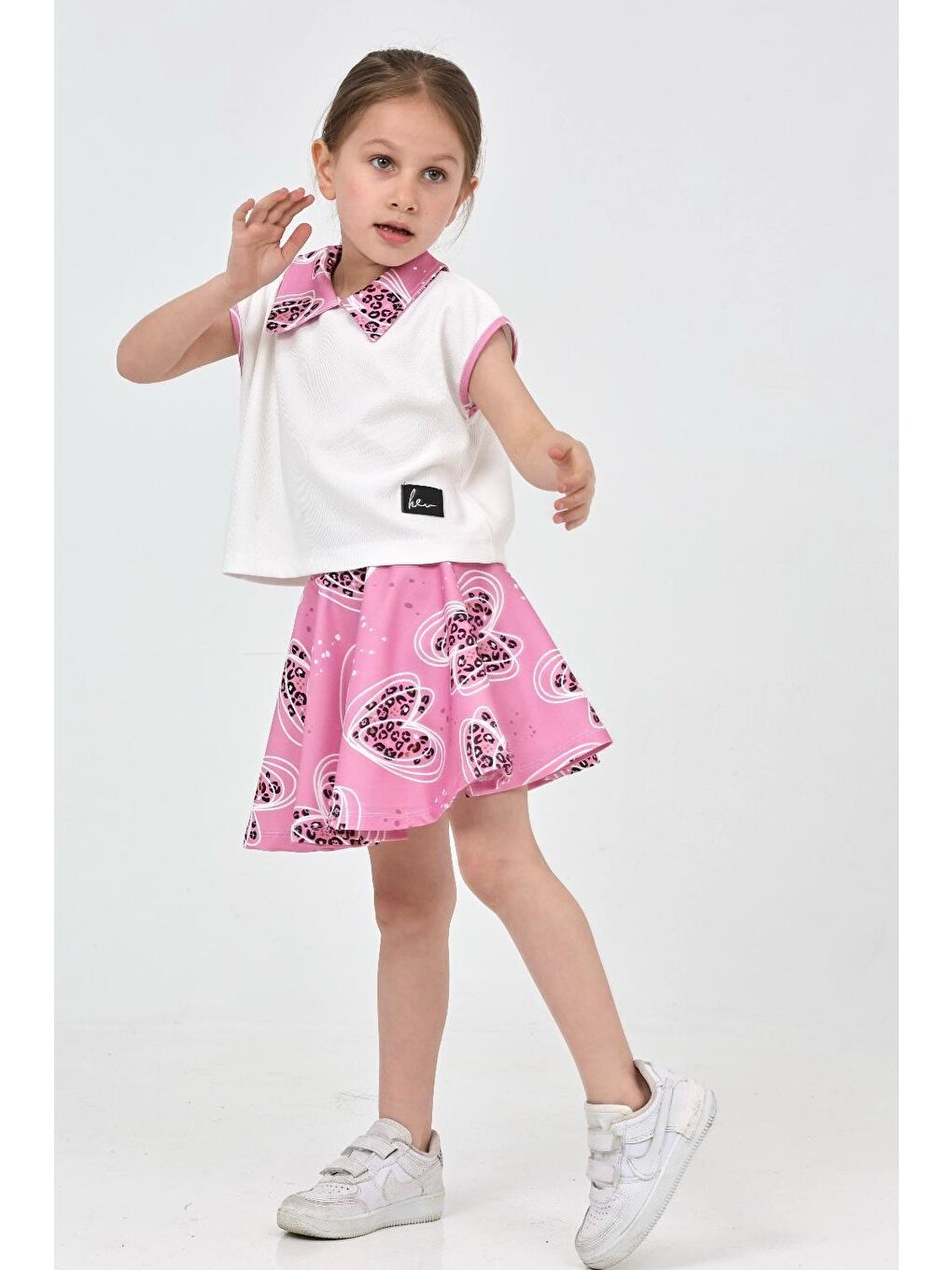 Kız Çocuk Pembe Etekli Takım - 27221