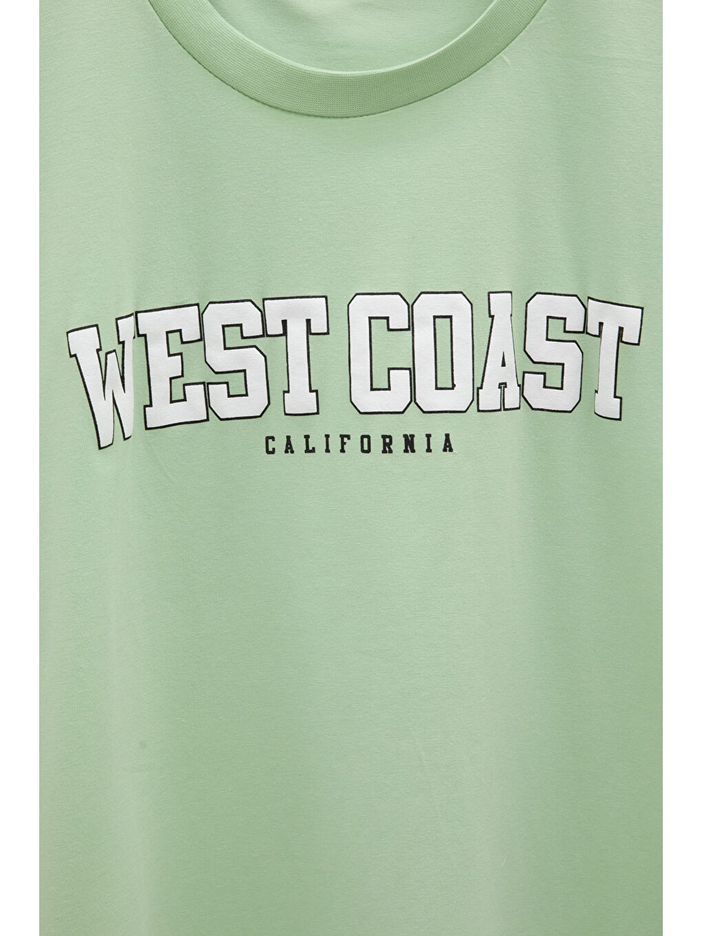 Yeşil West Coast Yazılı Kısa Kol Kız Çocuk Bisiklet Yaka Tişört 20964-1