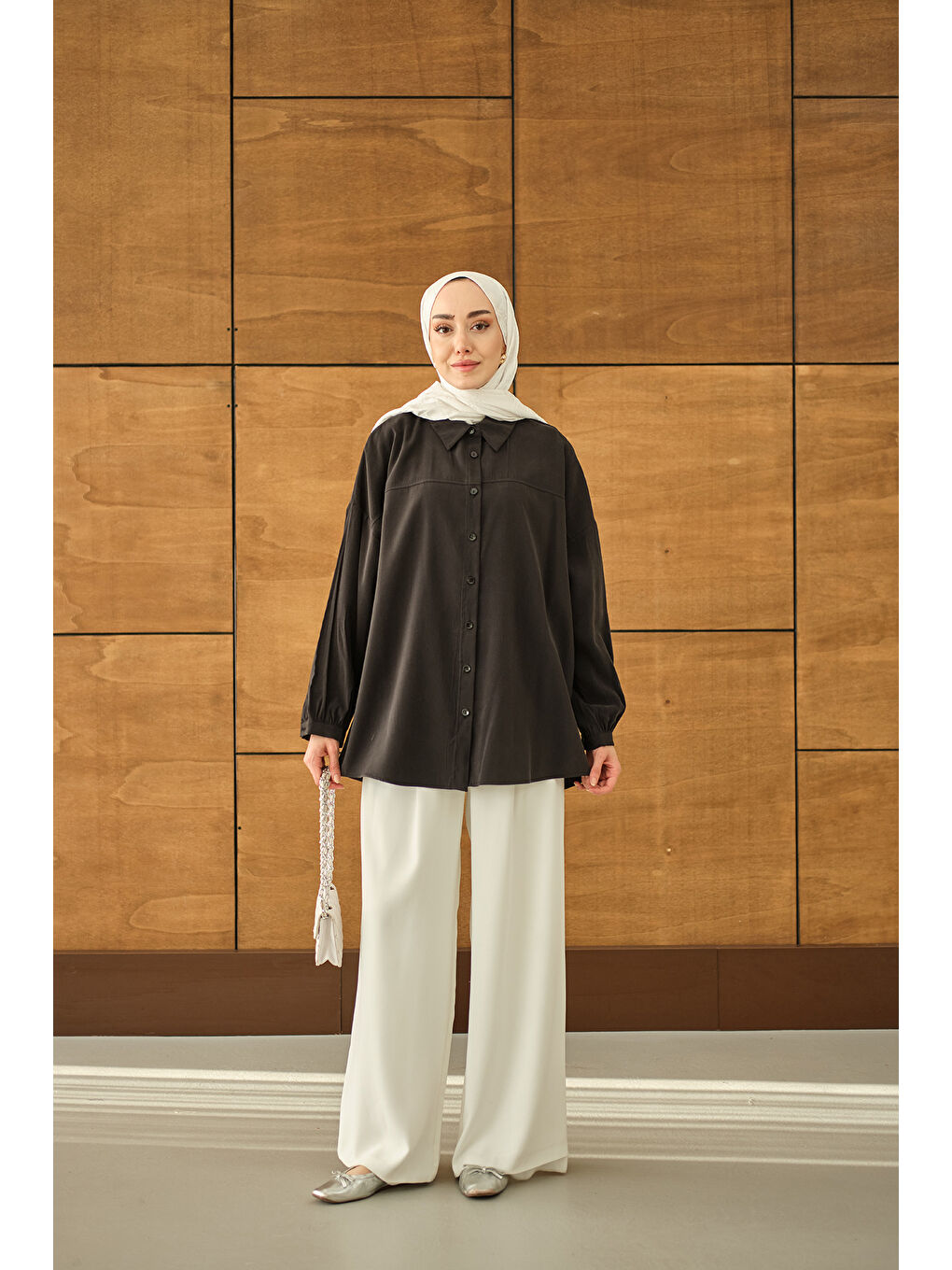 Kadın Biyeli Bel Bağlamalı Gömlek Siyah-1