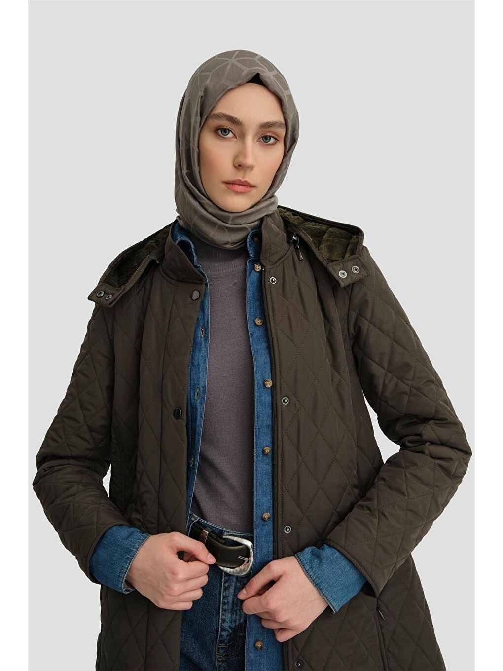 Yeşil Kapitone Mont 24Kd8802 Haki