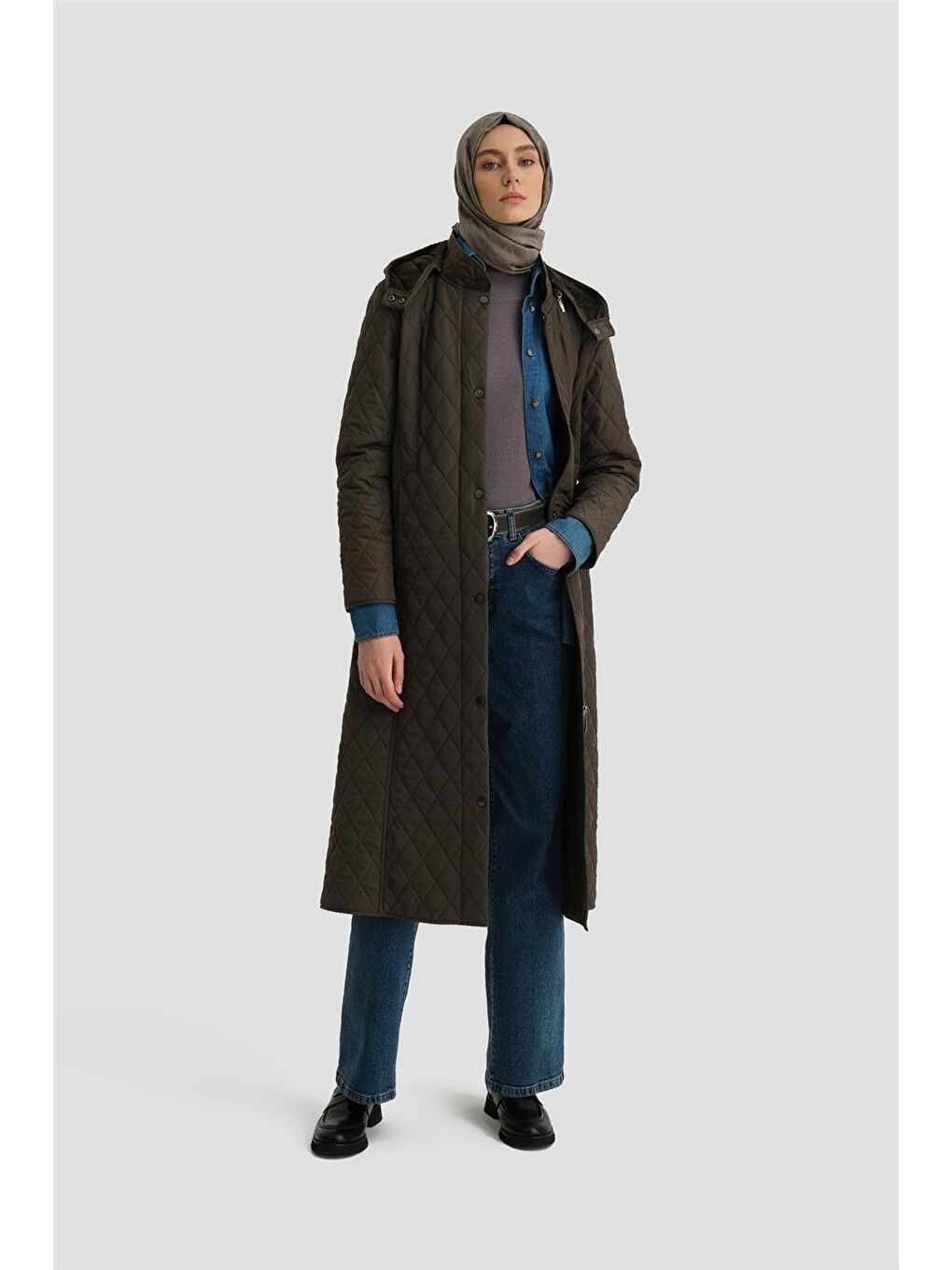 Yeşil Kapitone Mont 24Kd8802 Haki-1