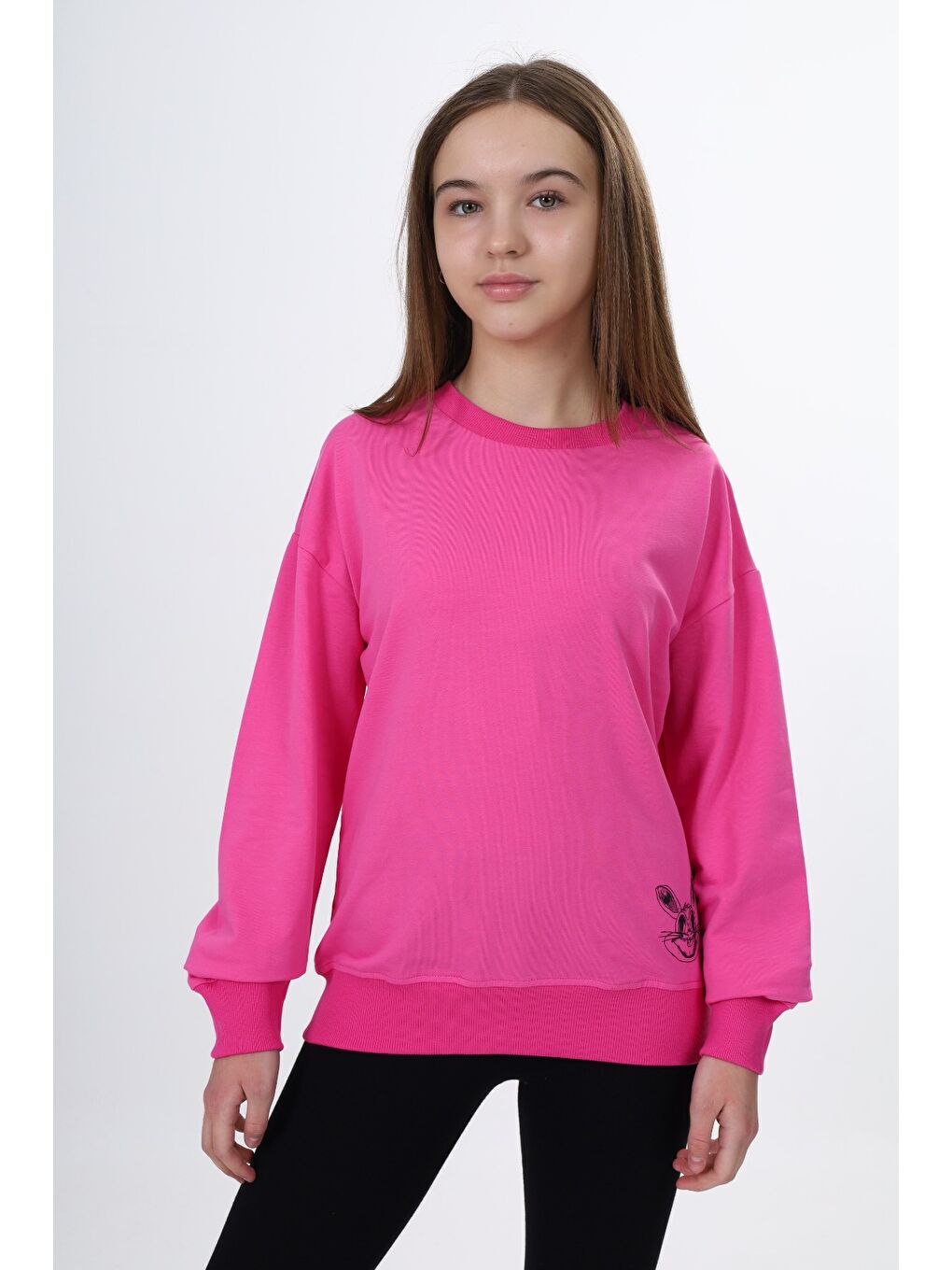 Fuşya Kız Çocuk Baskılı Sweatshirt