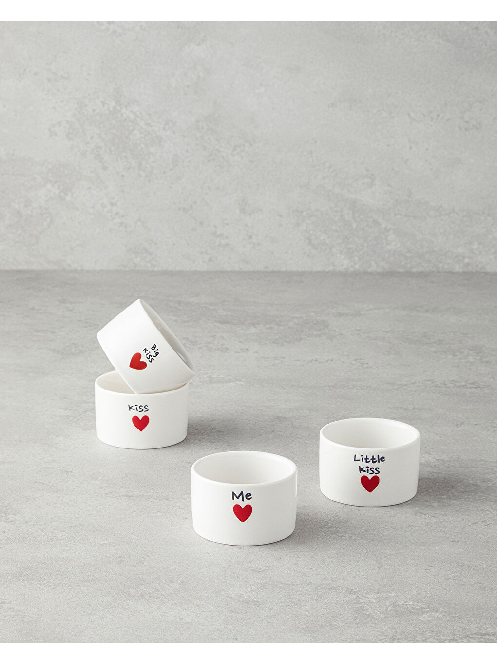 Lovely Stoneware 4'lü Çerezlik 6,5 cm Kırmızı