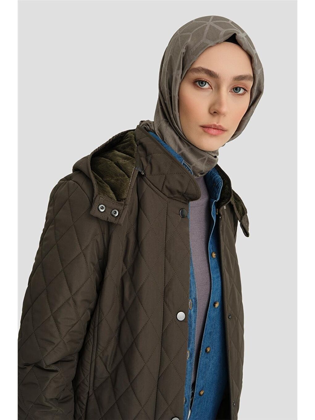 Yeşil Kapitone Mont 24Kd8802 Haki-3