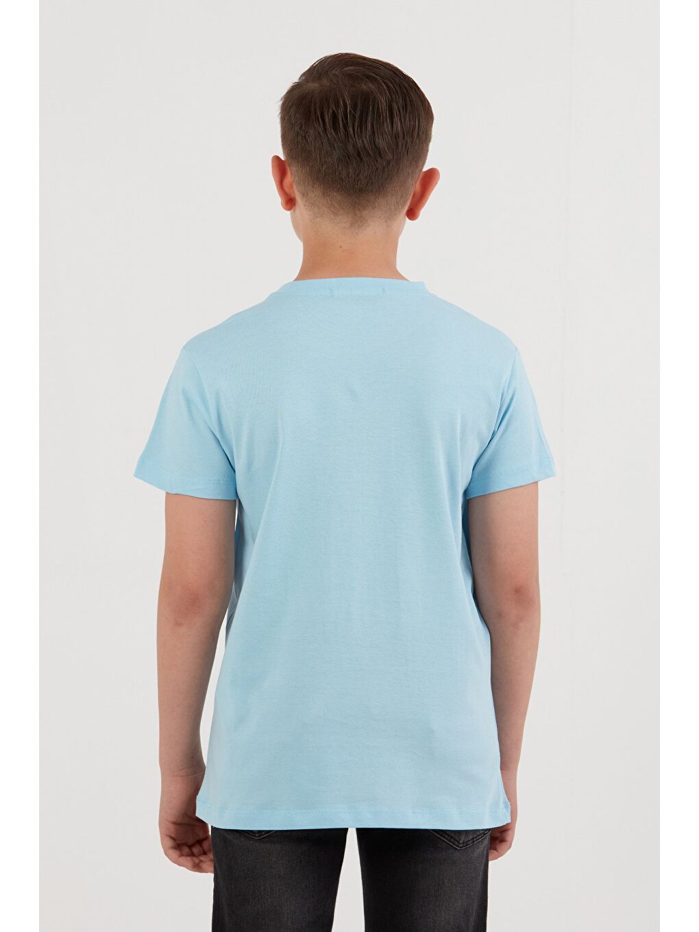 Mavi %100 Pamuk Waves Sunset Baskılı Erkek Çocuk Tişört-2