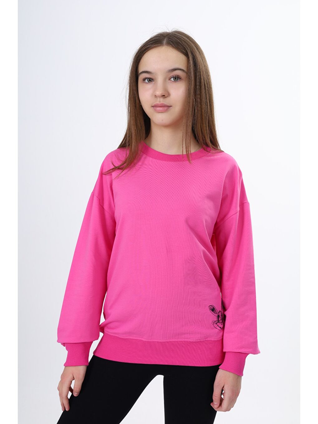 Fuşya Kız Çocuk Baskılı Sweatshirt-2