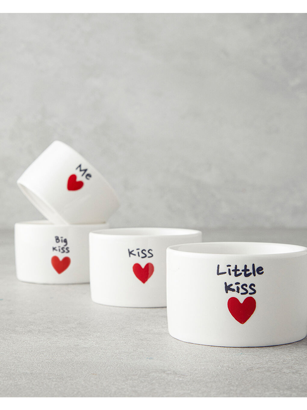 Lovely Stoneware 4'lü Çerezlik 6,5 cm Kırmızı-2