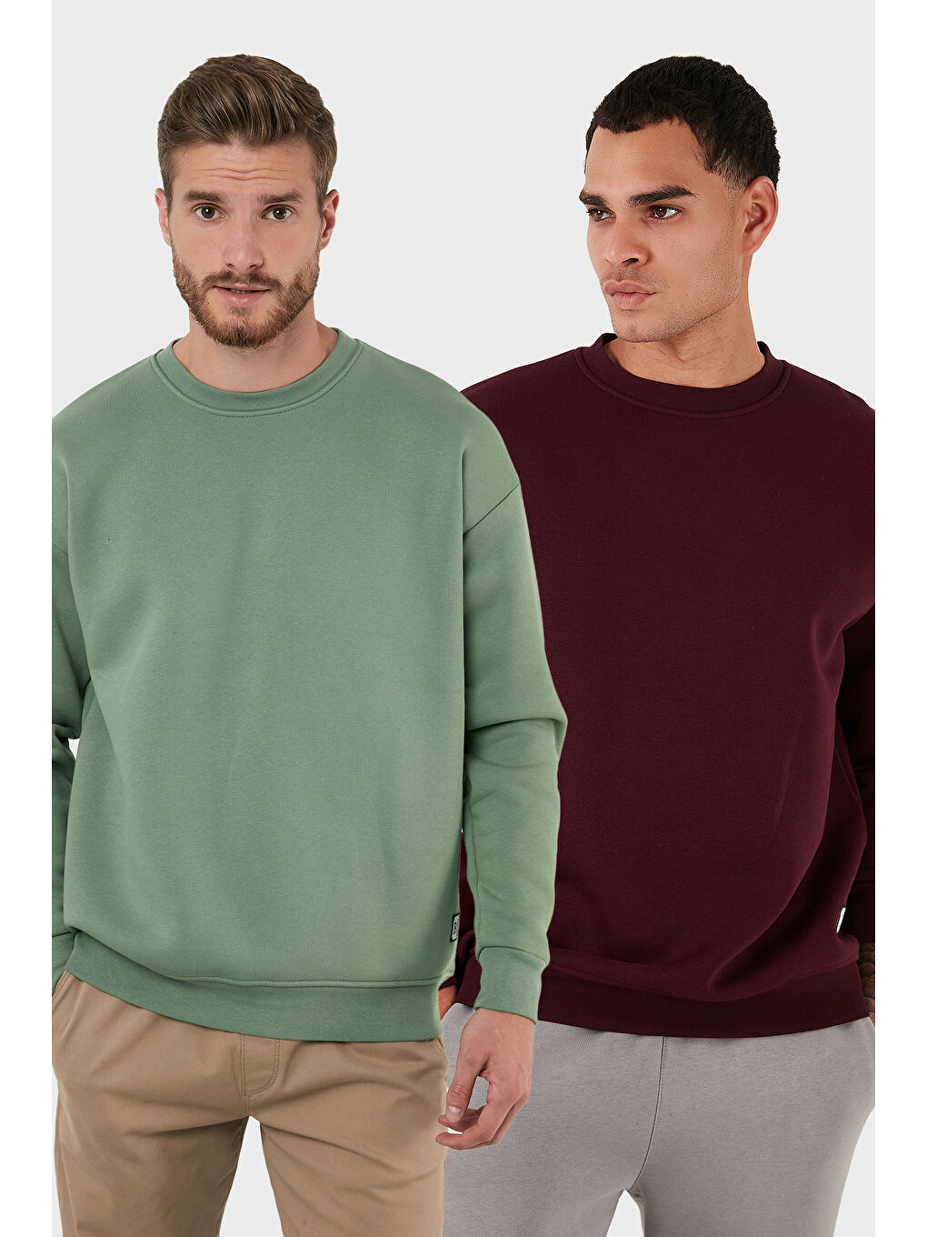 Kırmızı Regular Fit Bisiklet Yaka Şardonlu 2'li Paket Sweat 5905255S2