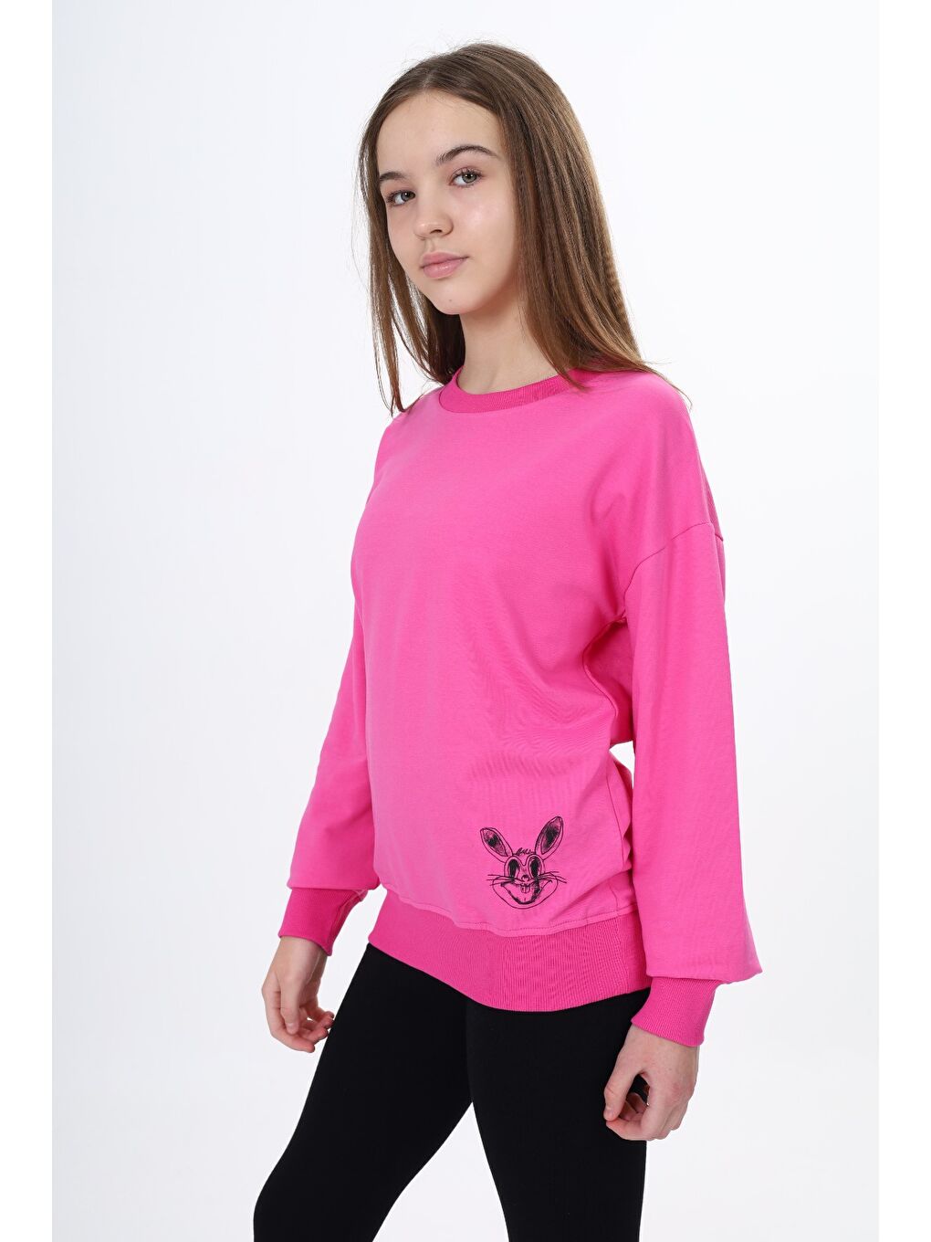 Fuşya Kız Çocuk Baskılı Sweatshirt-3