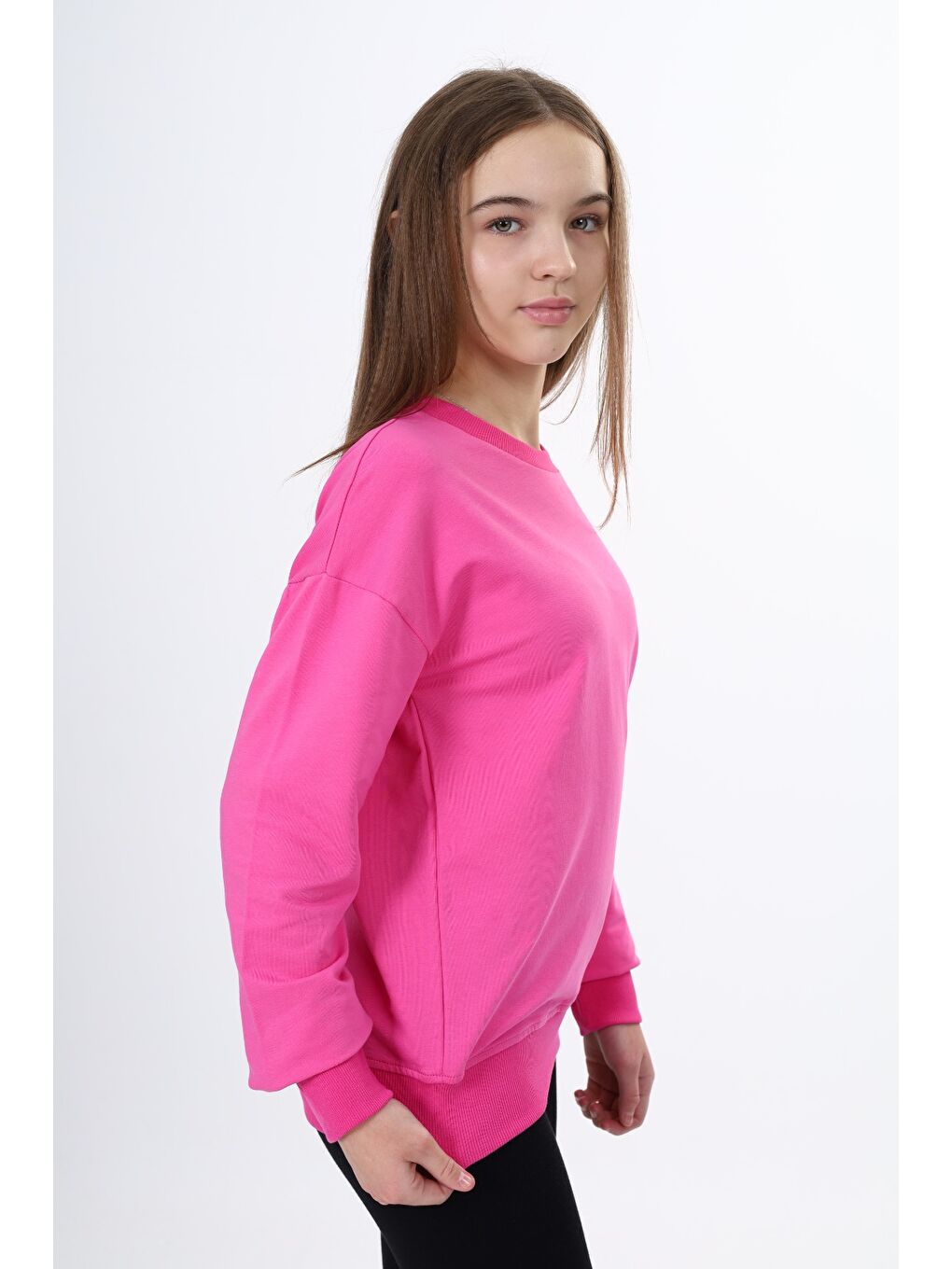 Fuşya Kız Çocuk Baskılı Sweatshirt-4