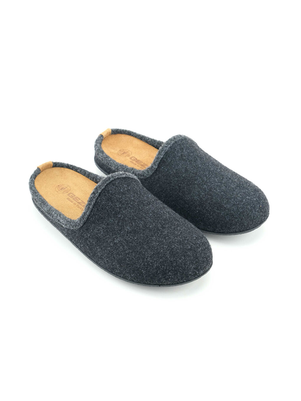 Siyah Erkek Kışlık İç Taban Çıkarılabilir Fusbetli Hakiki Deri PVC Alt Taban Keçe Ev Bahçe Terlik-2