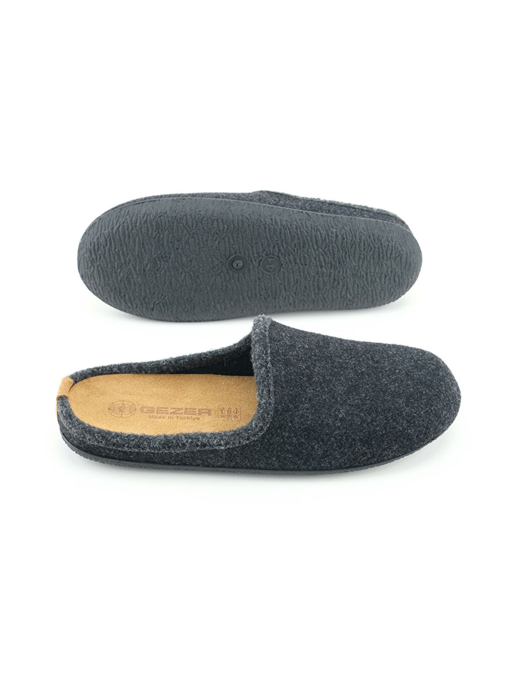 Siyah Erkek Kışlık İç Taban Çıkarılabilir Fusbetli Hakiki Deri PVC Alt Taban Keçe Ev Bahçe Terlik-4