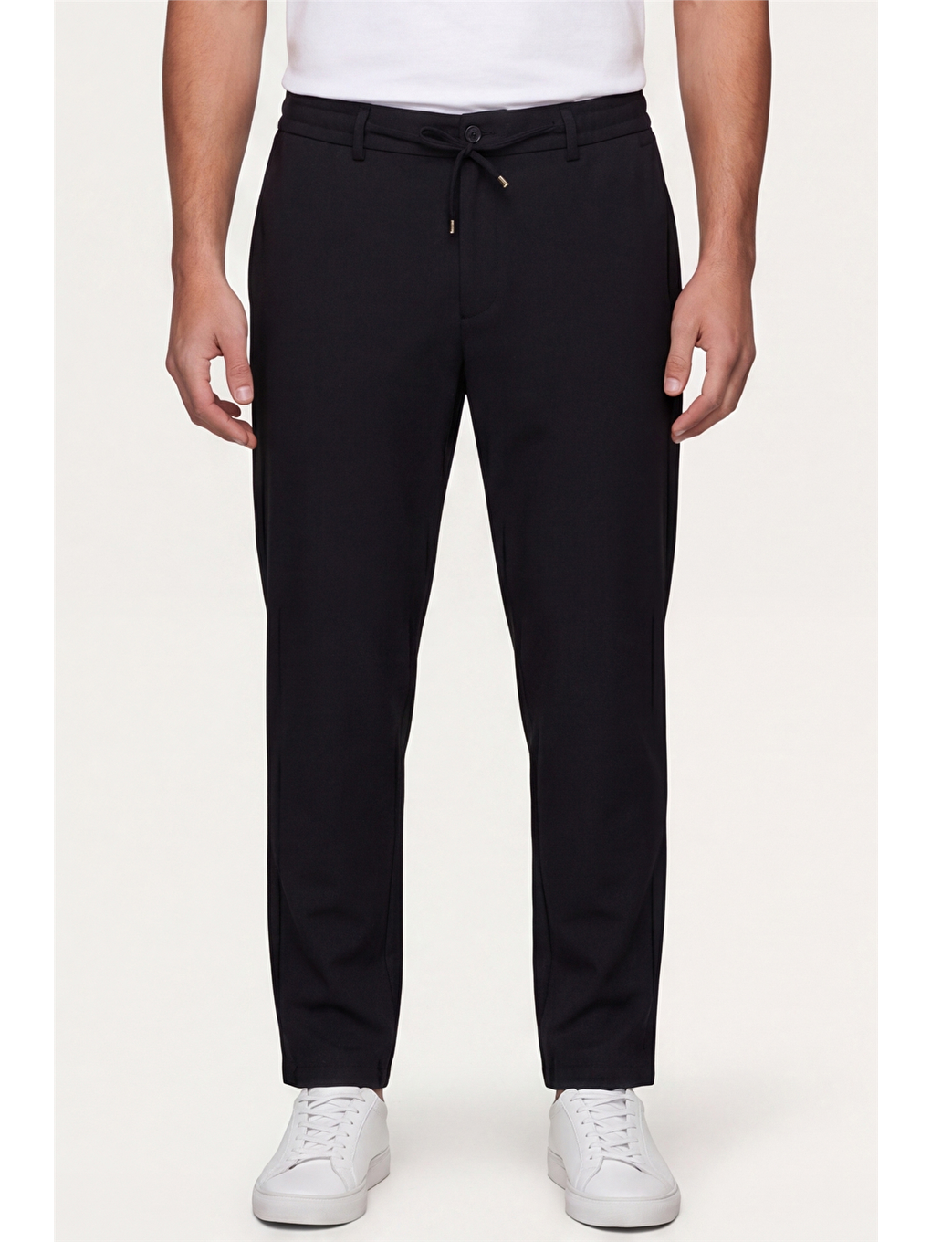 Erkek Siyah Normal Kesim Regular Fit Pamuklu Armürlü Bel Lastikli Jogger Pantolon