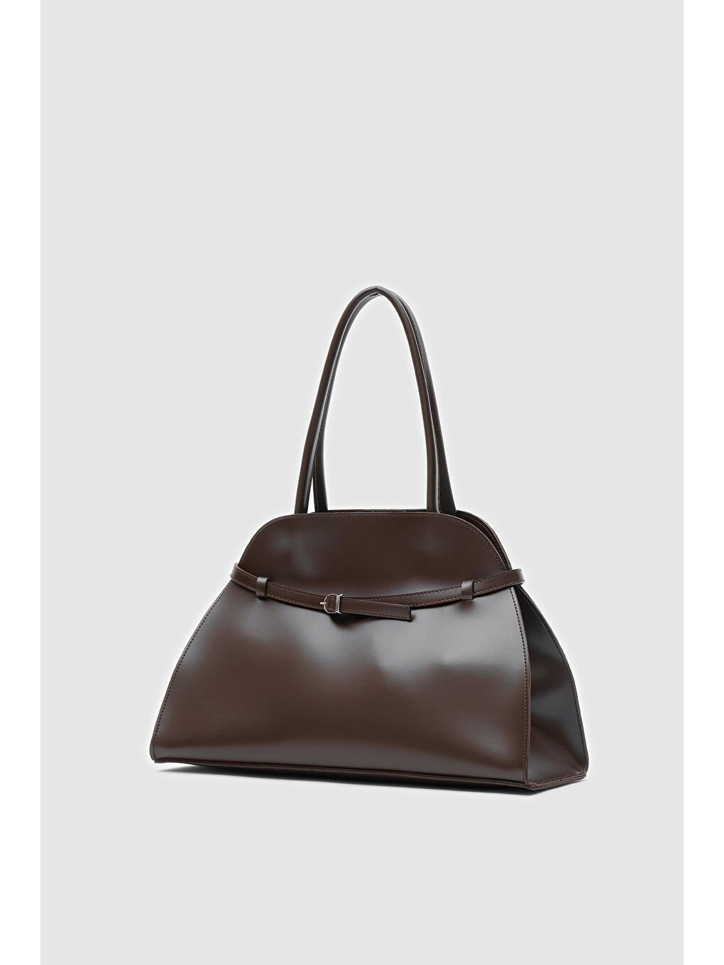 Monets Kemer Detaylı Omuz Çantası Kahverengi-1