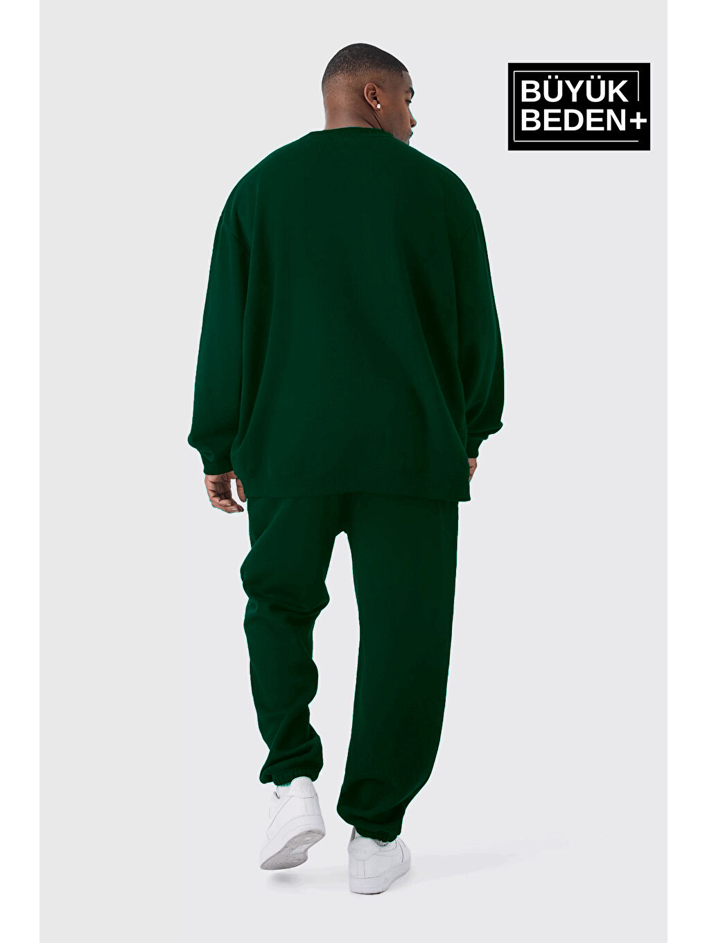 Yeşil Paça Lastikli New York Baskılı İnce Erkek Büyük Beden Jogger Eşofman Altı SPR24BEA48-1