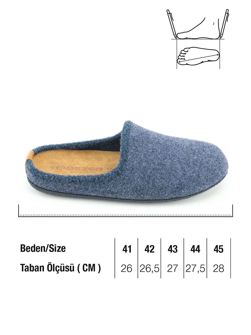 Lacivert Erkek Kışlık İç Taban Çıkarılabilir Fusbetli Hakiki Deri PVC Alt Taban Keçe Ev Bahçe Terlik-1
