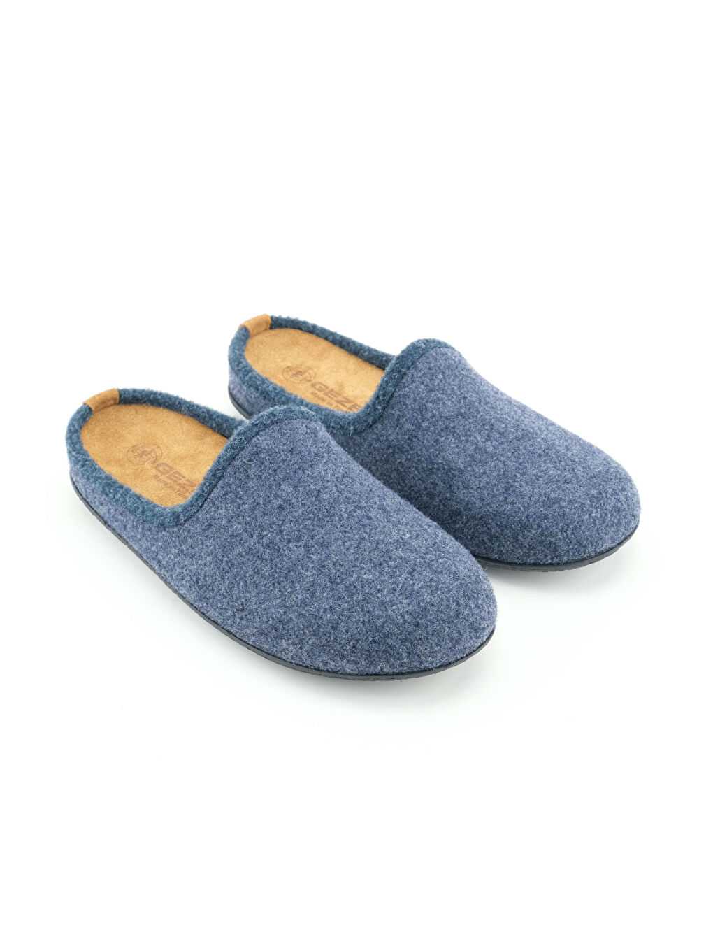 Lacivert Erkek Kışlık İç Taban Çıkarılabilir Fusbetli Hakiki Deri PVC Alt Taban Keçe Ev Bahçe Terlik-2