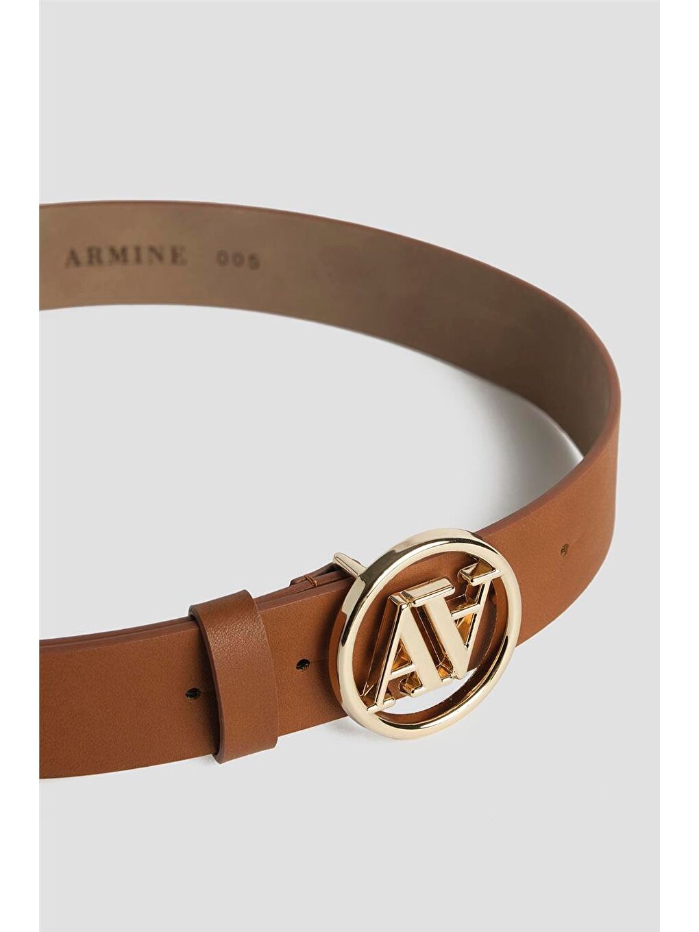 Kahverengi Logolu Deri Kemer 25Yd005 Taba-1