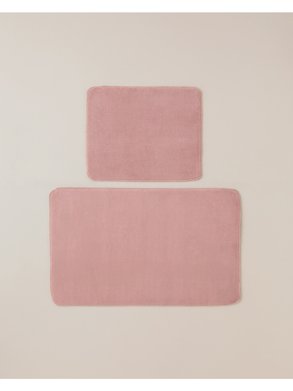 Pembe Basicline Kaydırmaz Taban Banyo Paspası Seti 60x80 Cm + 40x60 Cm Gül Kurusu