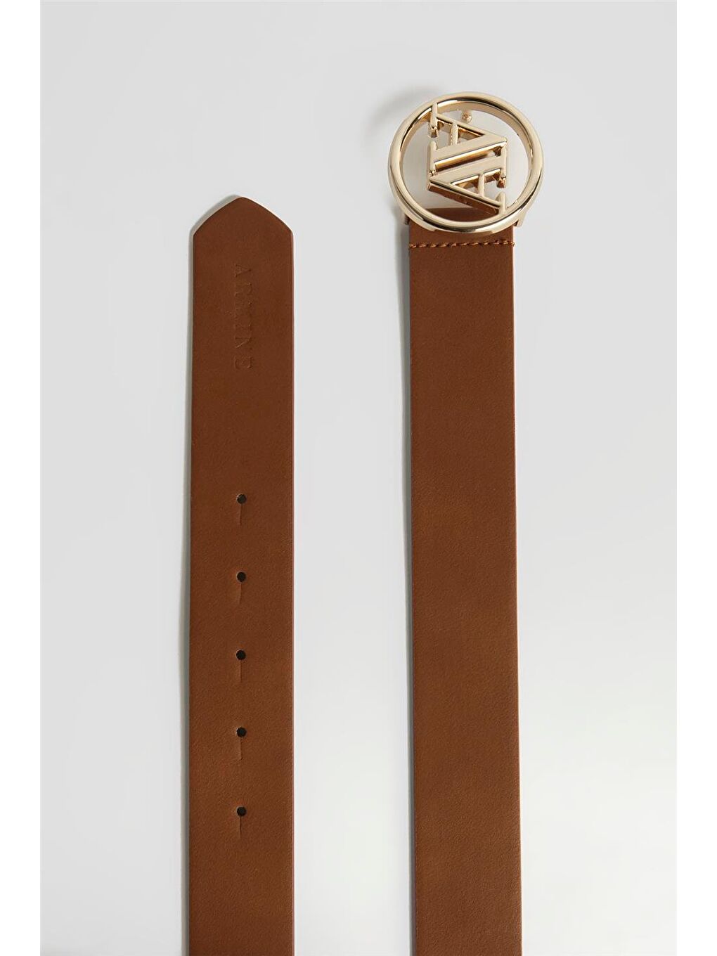 Kahverengi Logolu Deri Kemer 25Yd005 Taba-2