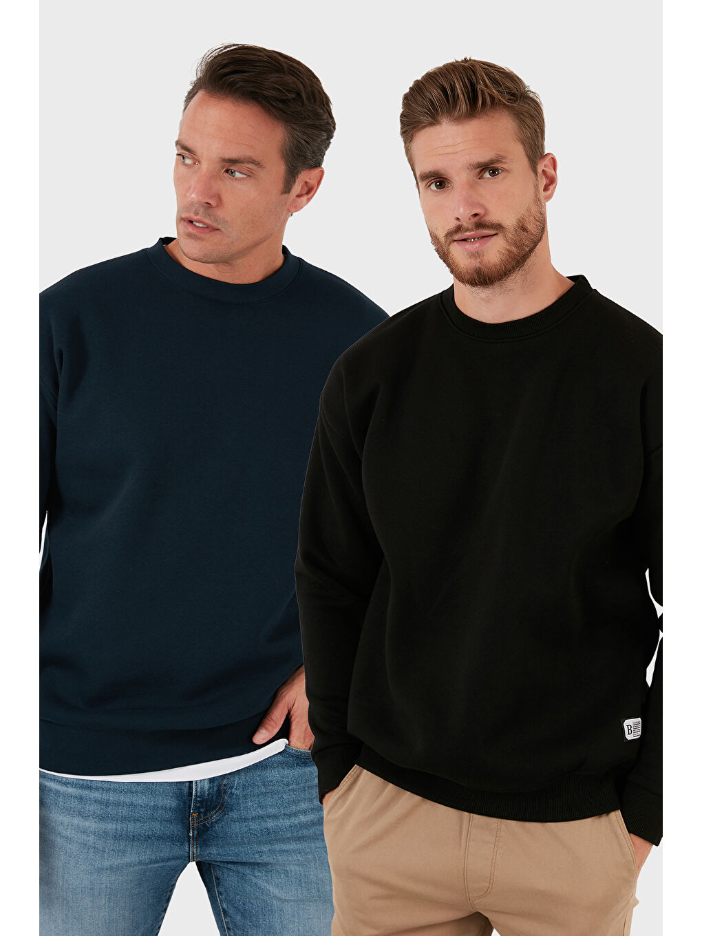 Lacivert Regular Fit Bisiklet Yaka Şardonlu 2'li Paket Sweat 5905255S2