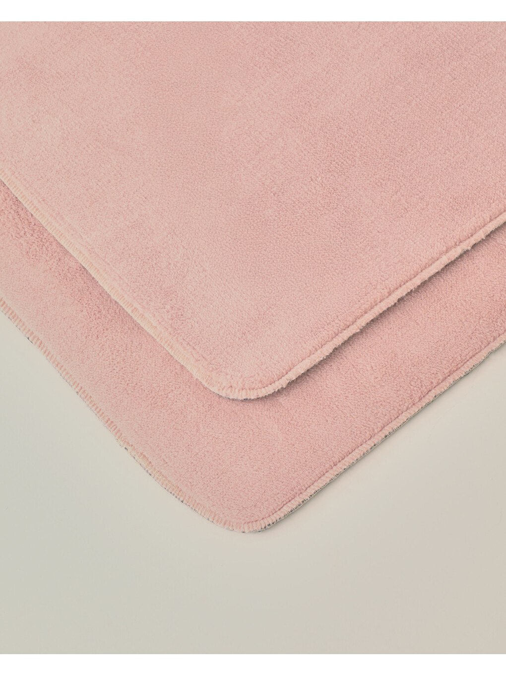 Pembe Basicline Kaydırmaz Taban Banyo Paspası Seti 60x80 Cm + 40x60 Cm Gül Kurusu-1