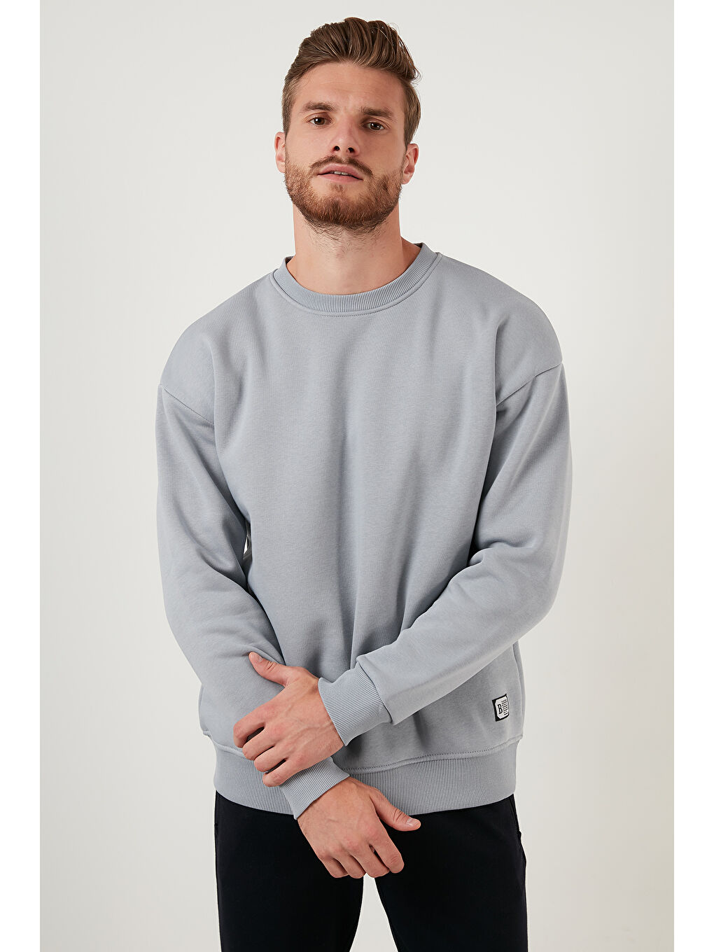 Gri Regular Fit Bisiklet Yaka Şardonlu 2'li Paket Sweat 5905255S2-2