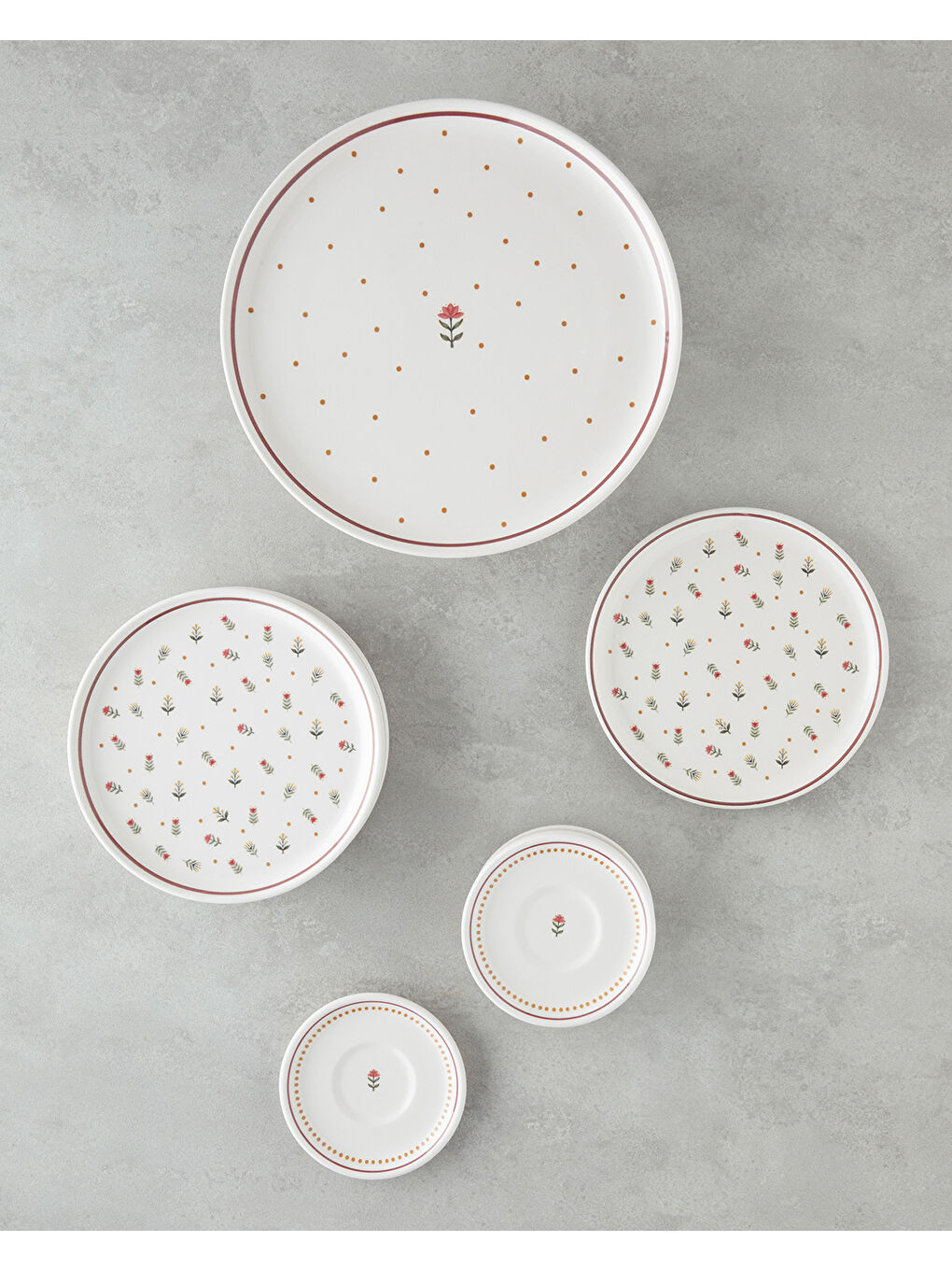 Beyaz Retro Seramik Pasta Seti 13 parça 6 kişilik Renkli-1