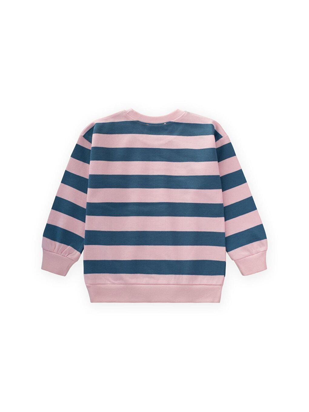 Çizgili Triko Sweatshırt 2-12 Yaş Mavi Pudra-2
