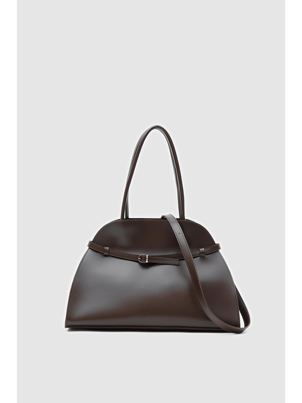 Monets Kemer Detaylı Omuz Çantası Kahverengi-4