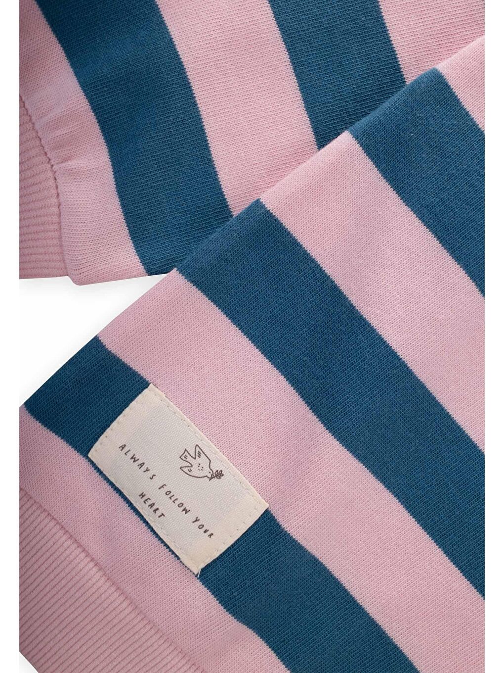 Çizgili Triko Sweatshırt 2-12 Yaş Mavi Pudra-3