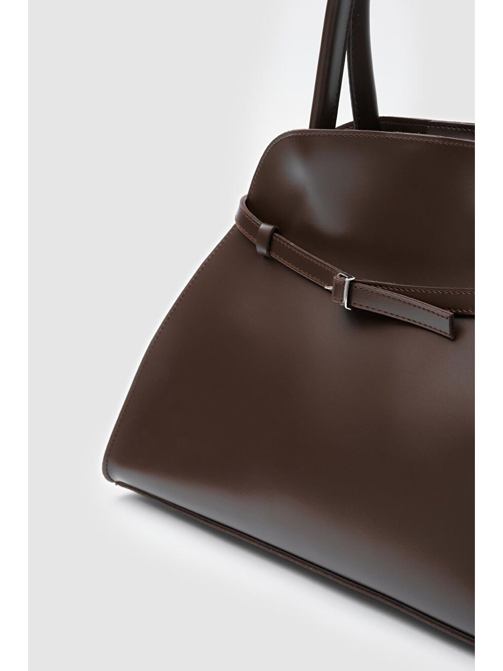 Monets Kemer Detaylı Omuz Çantası Kahverengi-5