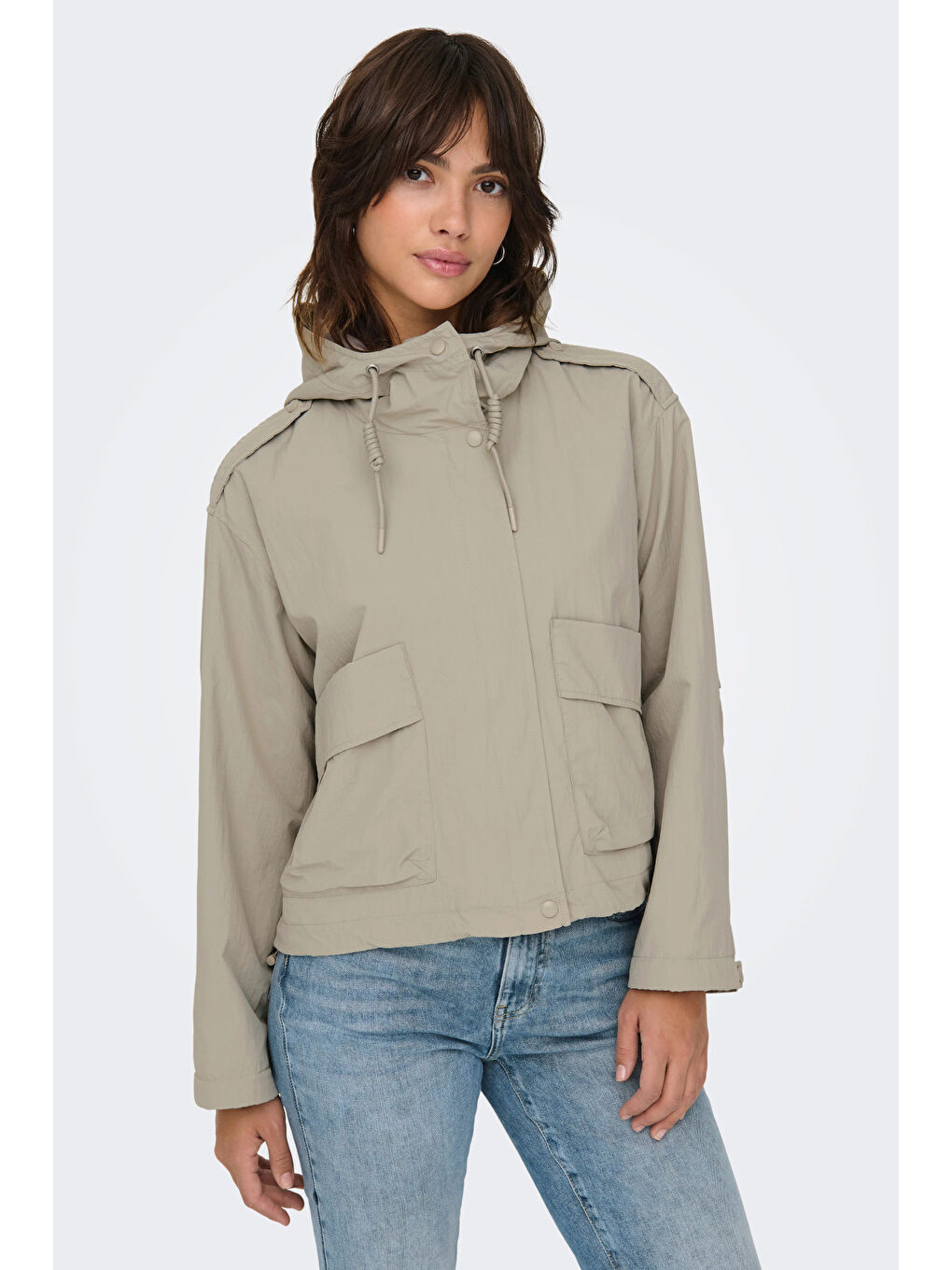 Bej Onlmamba Regular Fit Kapüşon Yaka Kadın Mont 15308621-2