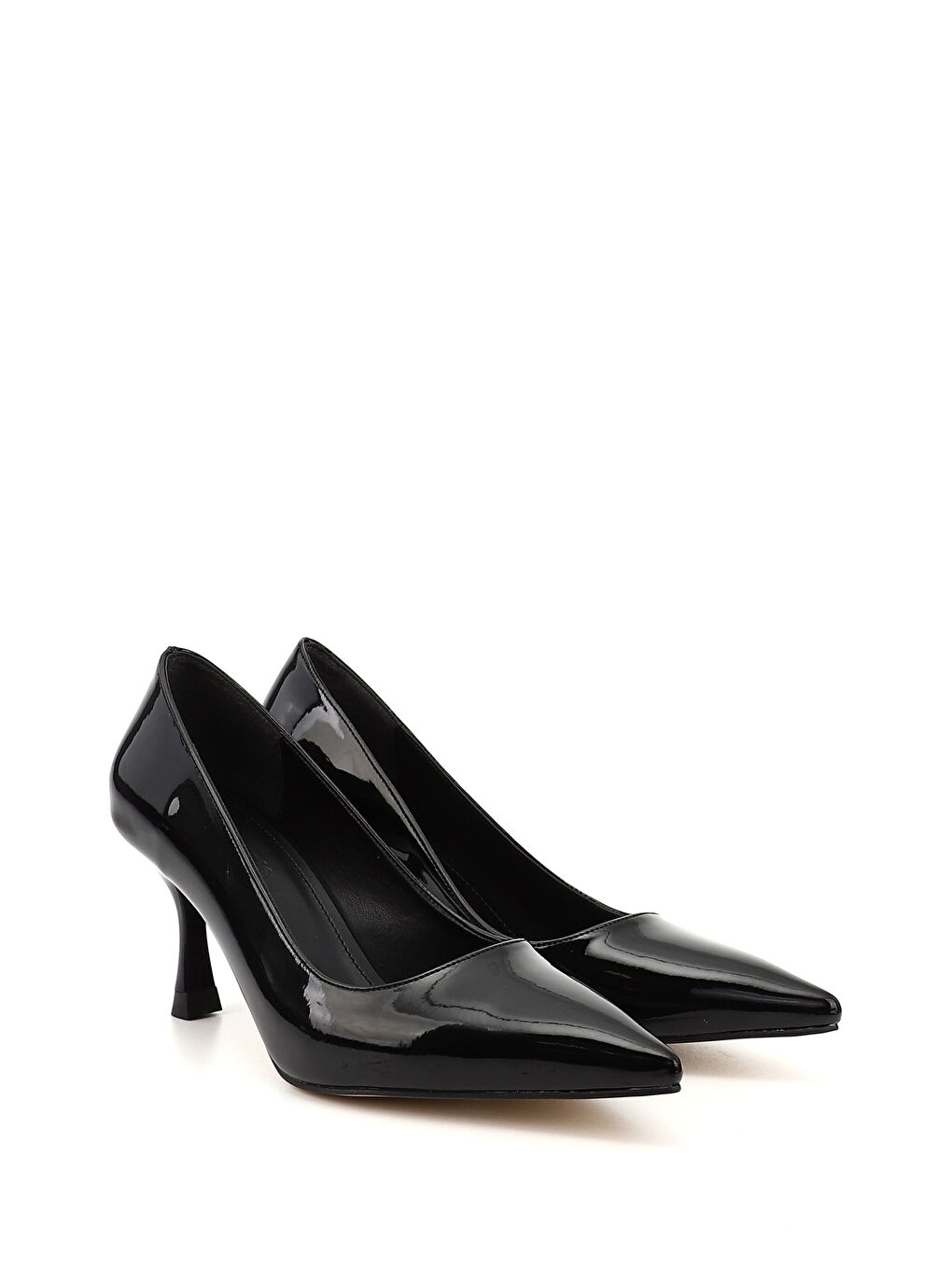 Kırmızı Kadın BAKIR-SİYAH Sivri Burun Kadeh Ökçe Stiletto-1