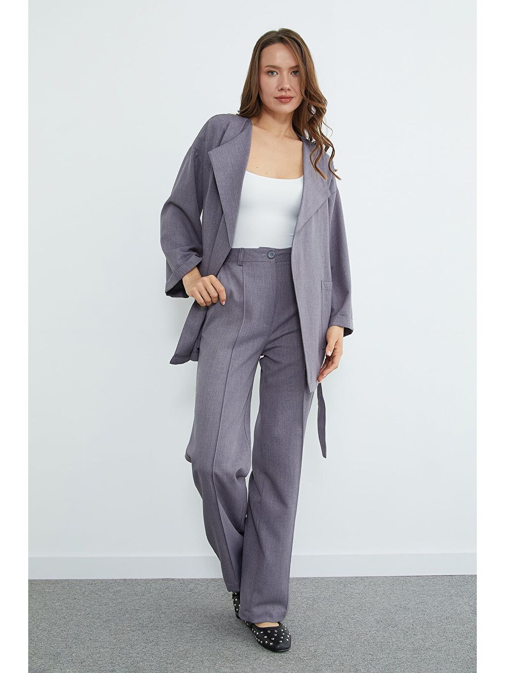 Antrasit Fullamodest Beli Kuşaklı Çimalı 2 Li Takım-3