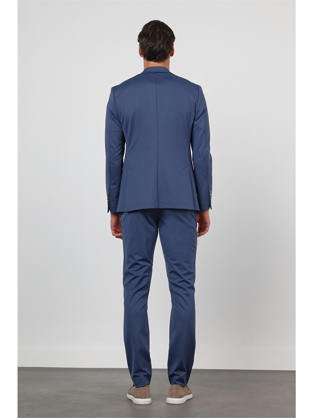 Lacivert Kendinden Desenli Mono Yaka 6 Drop Slim Fit Takım Elbise 1001260165-2