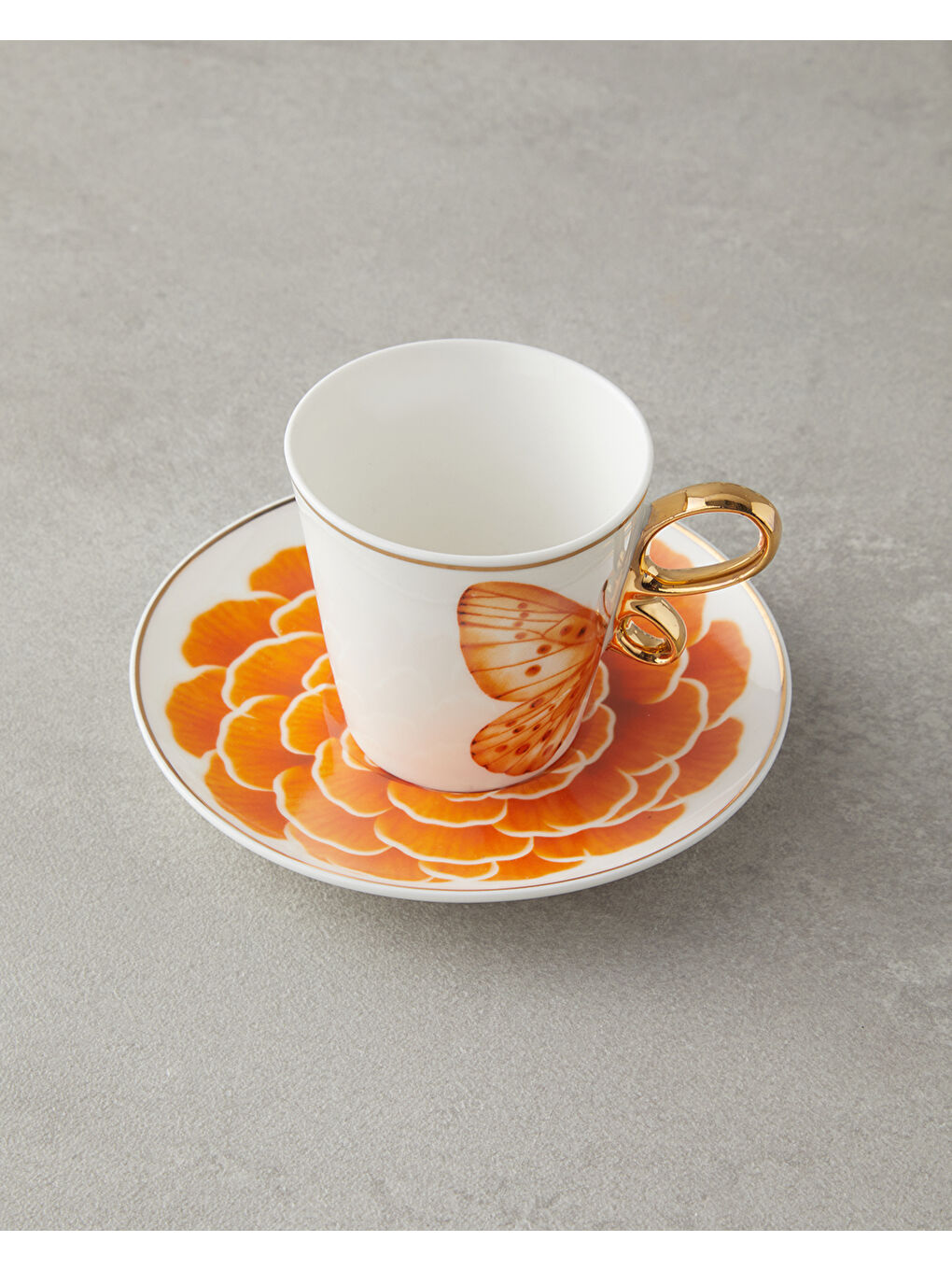 Beyaz Butterfly Rose New Bone China 12 Parça 6 Kişilik Kahve Fincan Takımı 90 ml Renkli-2