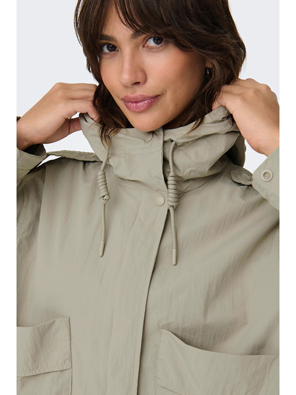 Bej Onlmamba Regular Fit Kapüşon Yaka Kadın Mont 15308621-4