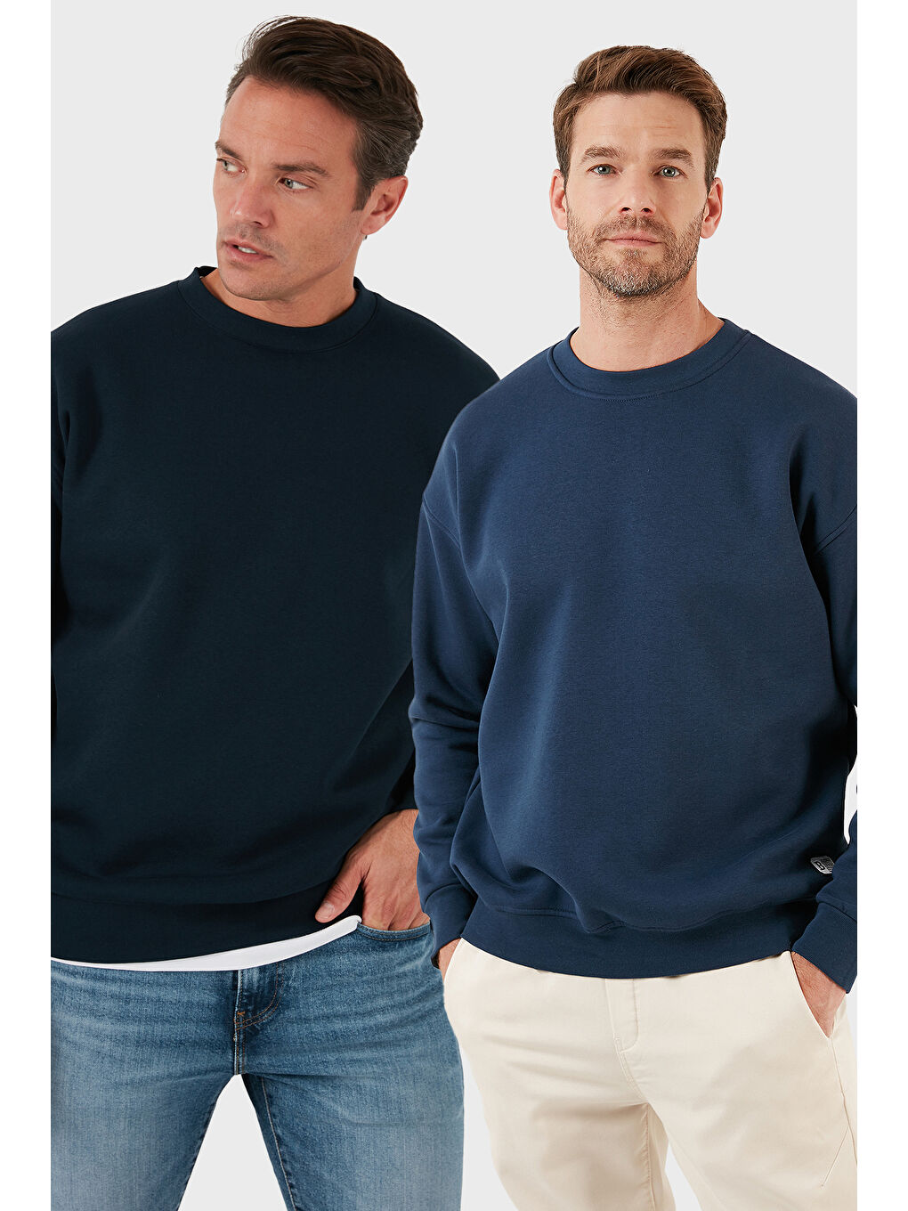 Lacivert Regular Fit Bisiklet Yaka Şardonlu 2'li Paket Sweat 5905255S2