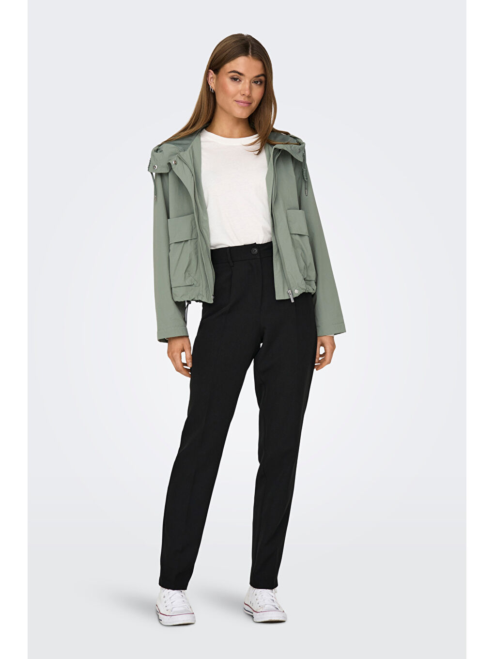 Yeşil Onlmamba Regular Fit Kapüşon Yaka Kadın Mont 15308621-1