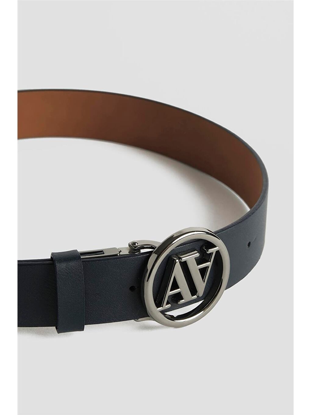 Logolu Çift Taraflı Deri Kemer 25Yd006 Lacivert- Taba-1