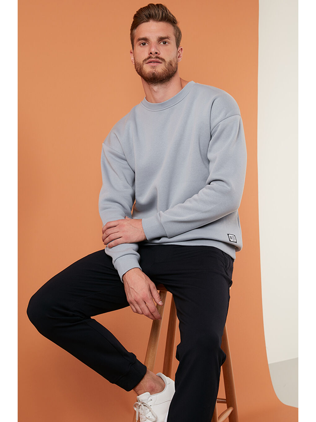 Gri Regular Fit Bisiklet Yaka Şardonlu 2'li Paket Sweat 5905255S2-1