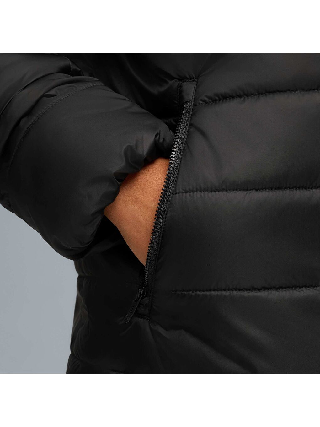 Siyah ESSENTIALS Erkek Kapüşonlu Mont-1