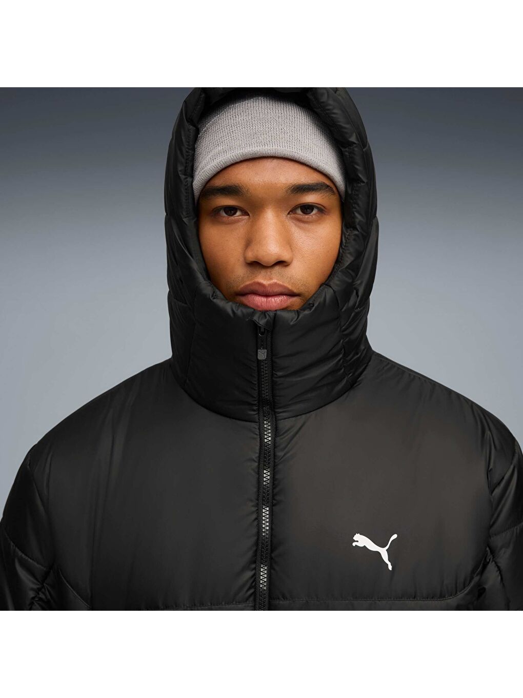 Siyah ESSENTIALS Erkek Kapüşonlu Mont-4