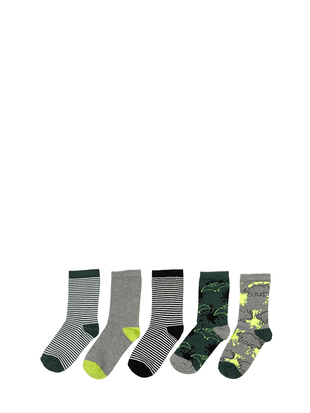 DINO 5 LI SKT-B 5PR Yeşil Erkek Çocuk Soket Çorap
