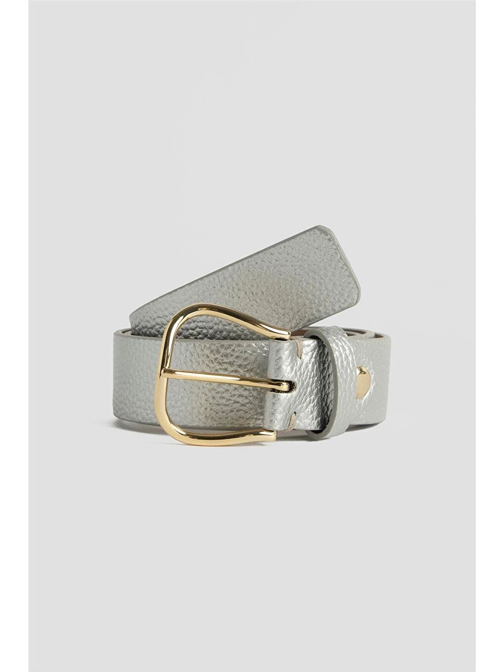 Gri Parlak Deri Kemer 25Yd014 Gümüş