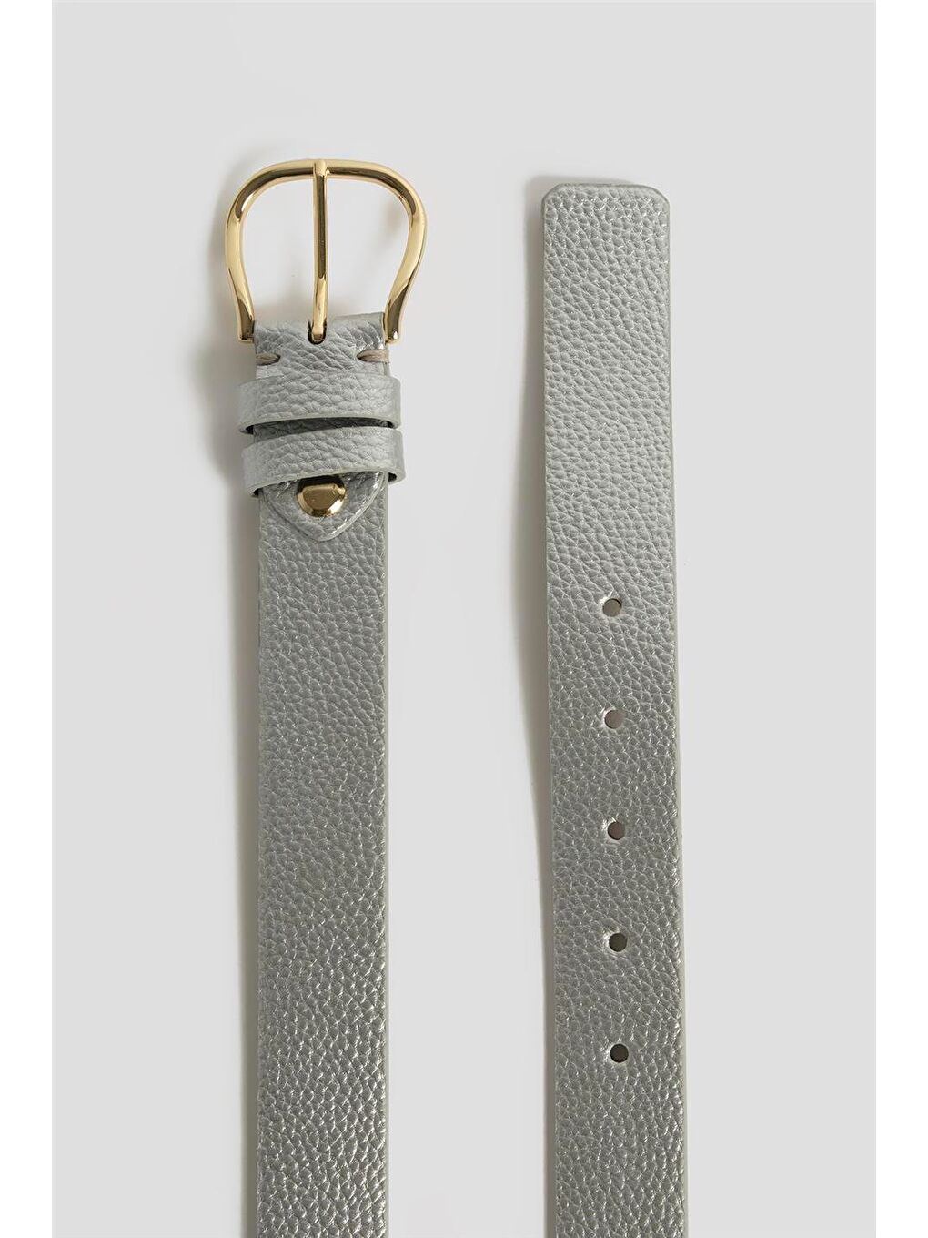 Gri Parlak Deri Kemer 25Yd014 Gümüş-2