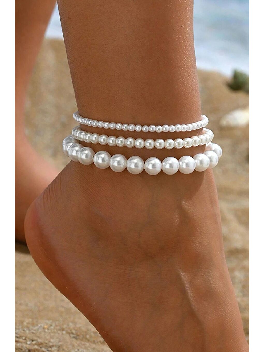 New Obsessions Beyaz İncili 3'lü Set Halhal